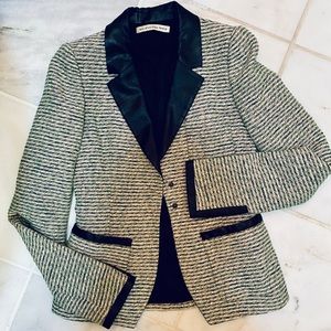 Green Tweed Balenciaga Blazer w/ Satin Accents!